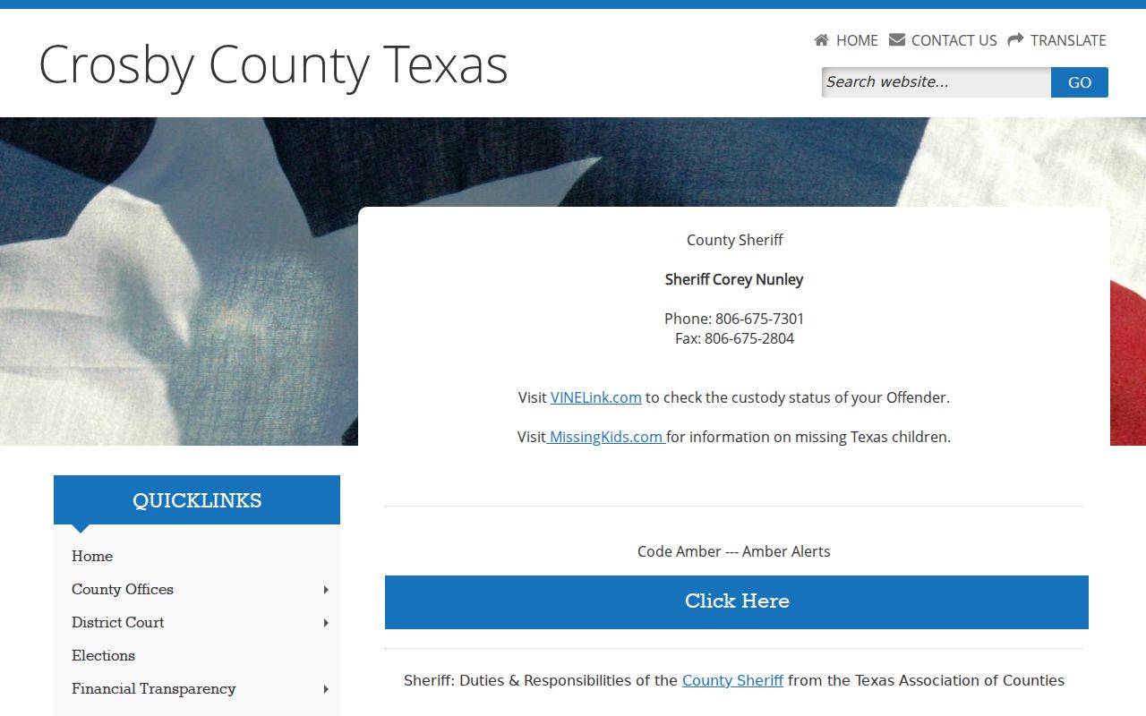 Crosby County arrest history Sheriff custody contact