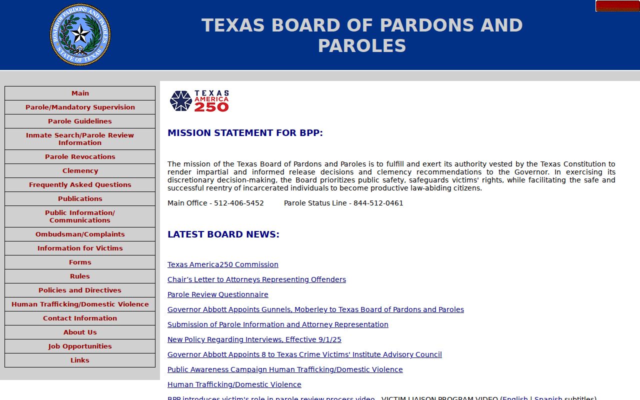 Texas parole decisions following Crosby County arrest records