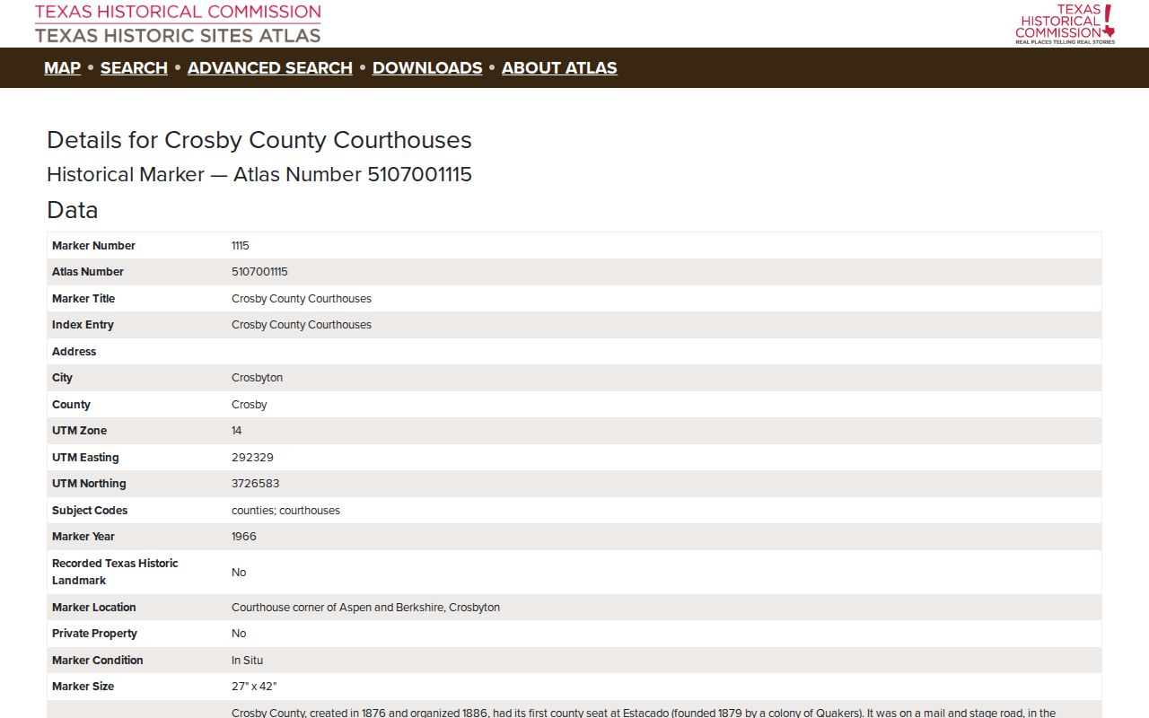 Historic Crosby County courthouse criminal records hub