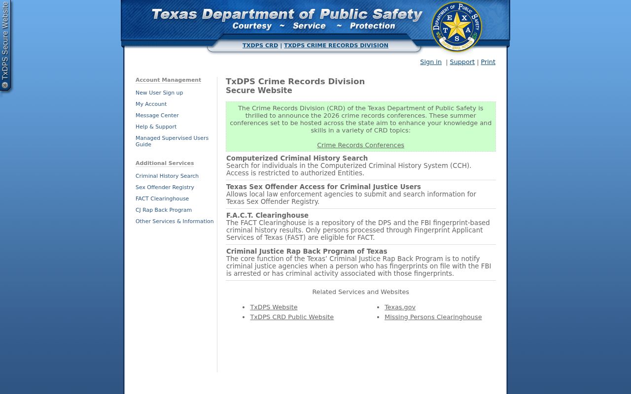 Crosby County criminal records search through Texas DPS Crime Records